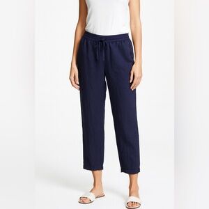 Bella Dahl Navy Linen Drawstring Crop Pants XL Elastic Waist